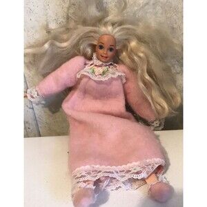Mattel 1993 Plush Body Bedtime Barbie Doll Vintage 1976 Head AS IS